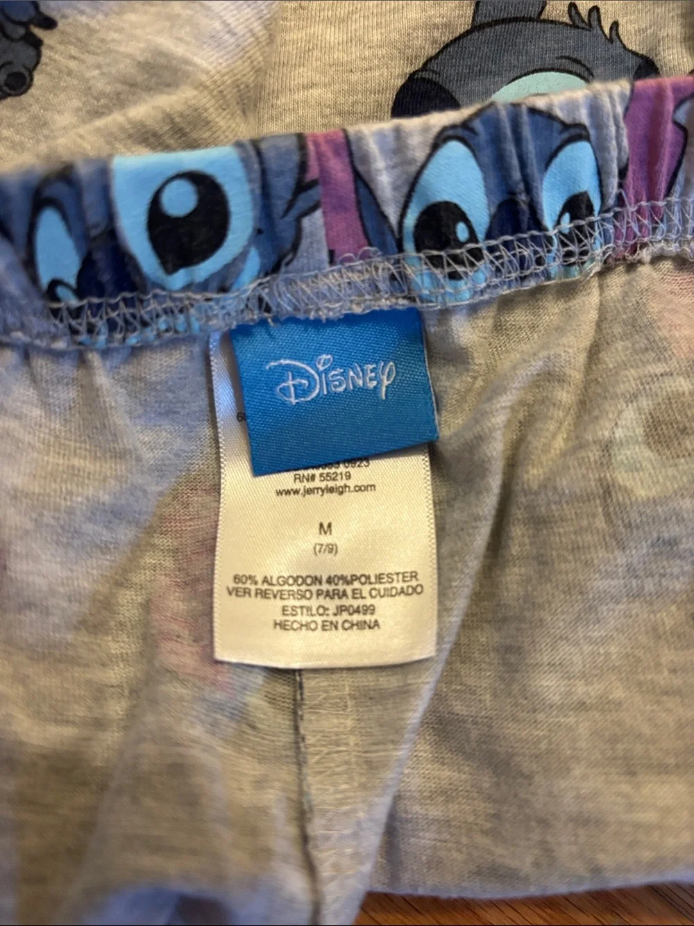 Disney Grey Lilo & Stitch Drawstring Pajama Bottoms with Blue & Pink Accents - Picture 4 of 4